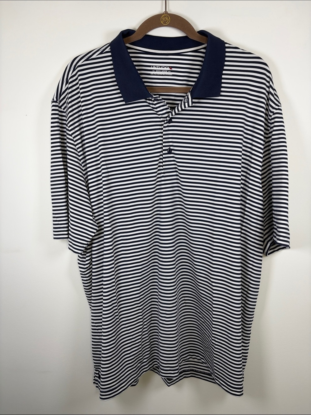 Men’s Untuckit Navy & White Striped Performance Polo Shirt - XXXL 3XL